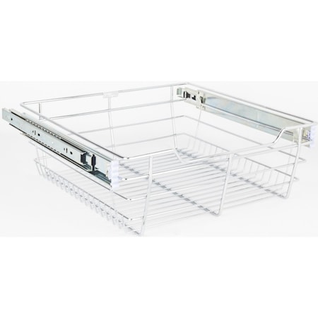 Chrome Closet Pullout Basket With Slides 14Dx17Wx6H